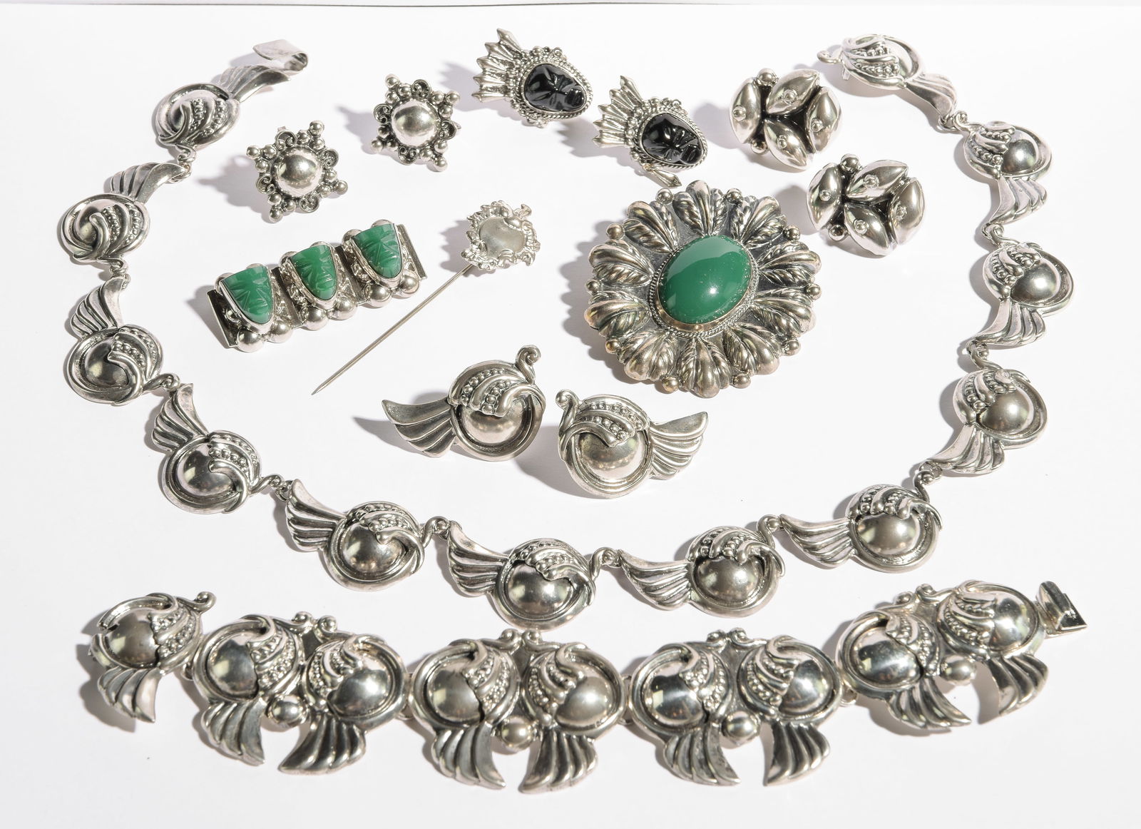 9pcs Sterling Mexican Jewelry - Necklace, Earrings, Etc. (1 of 8)