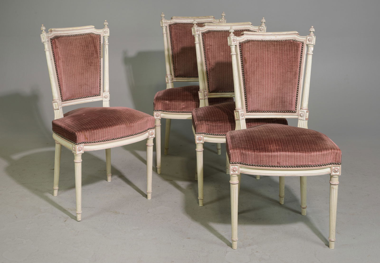 Set of Four Louis XVI Style Painted Dining Chairs (1 of 5)