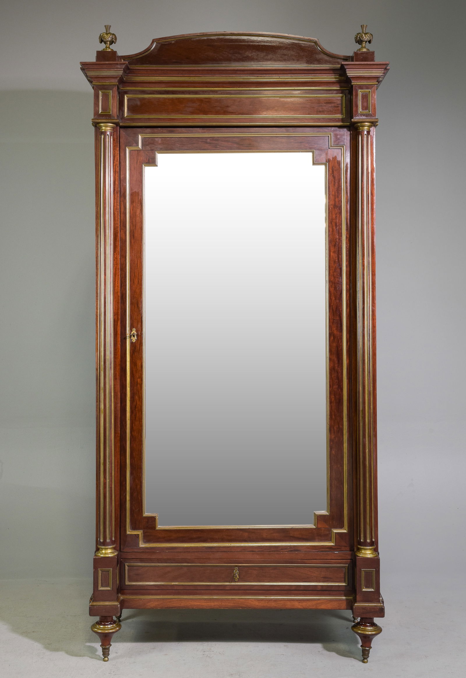 Louis XVI Style Mirror Door Mahogany Armoire (1 of 11)