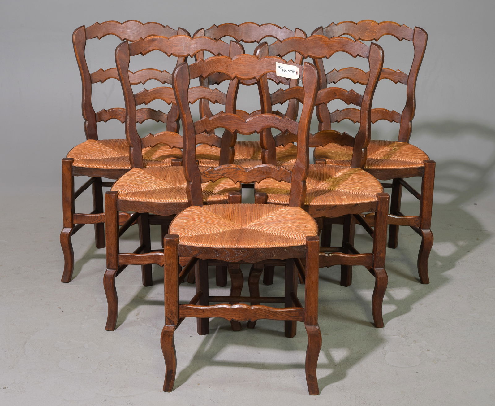 Set of 6 French Regency Style Oak Rush Seat Chairs (1 of 5)