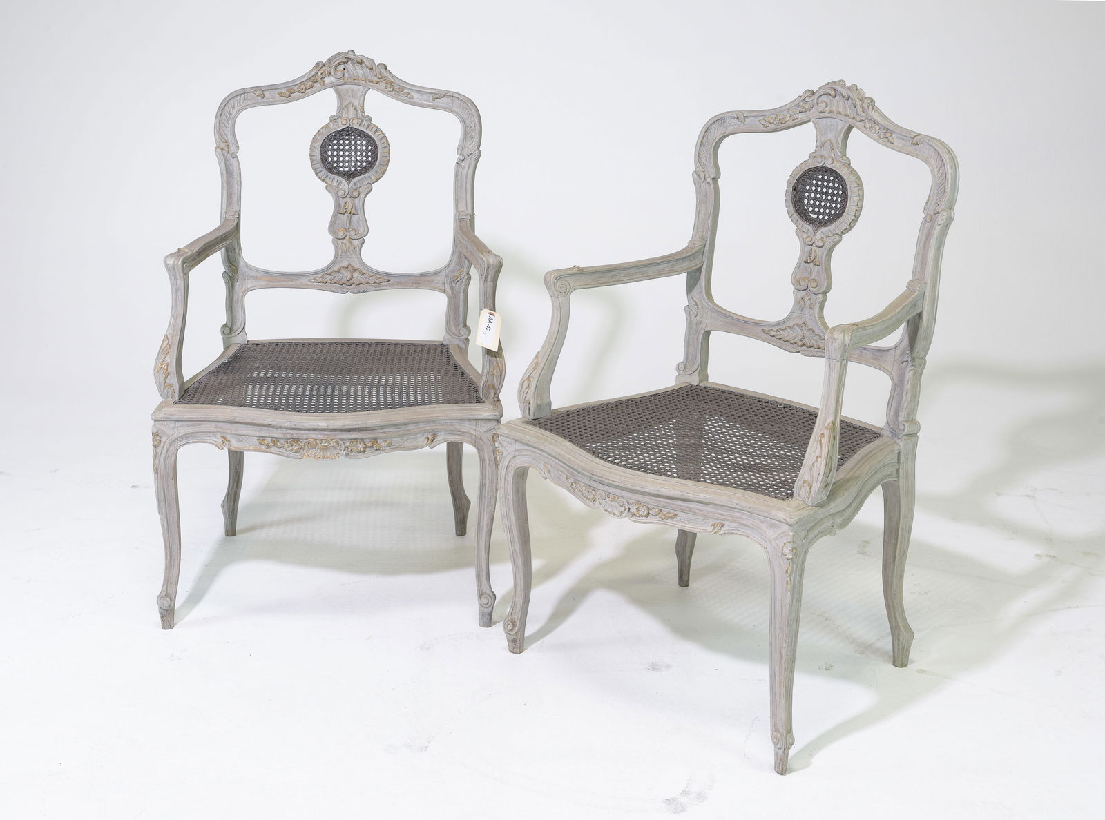 2 French Louis XV Style Painted Caned Seat Arm Chairs (1 of 6)