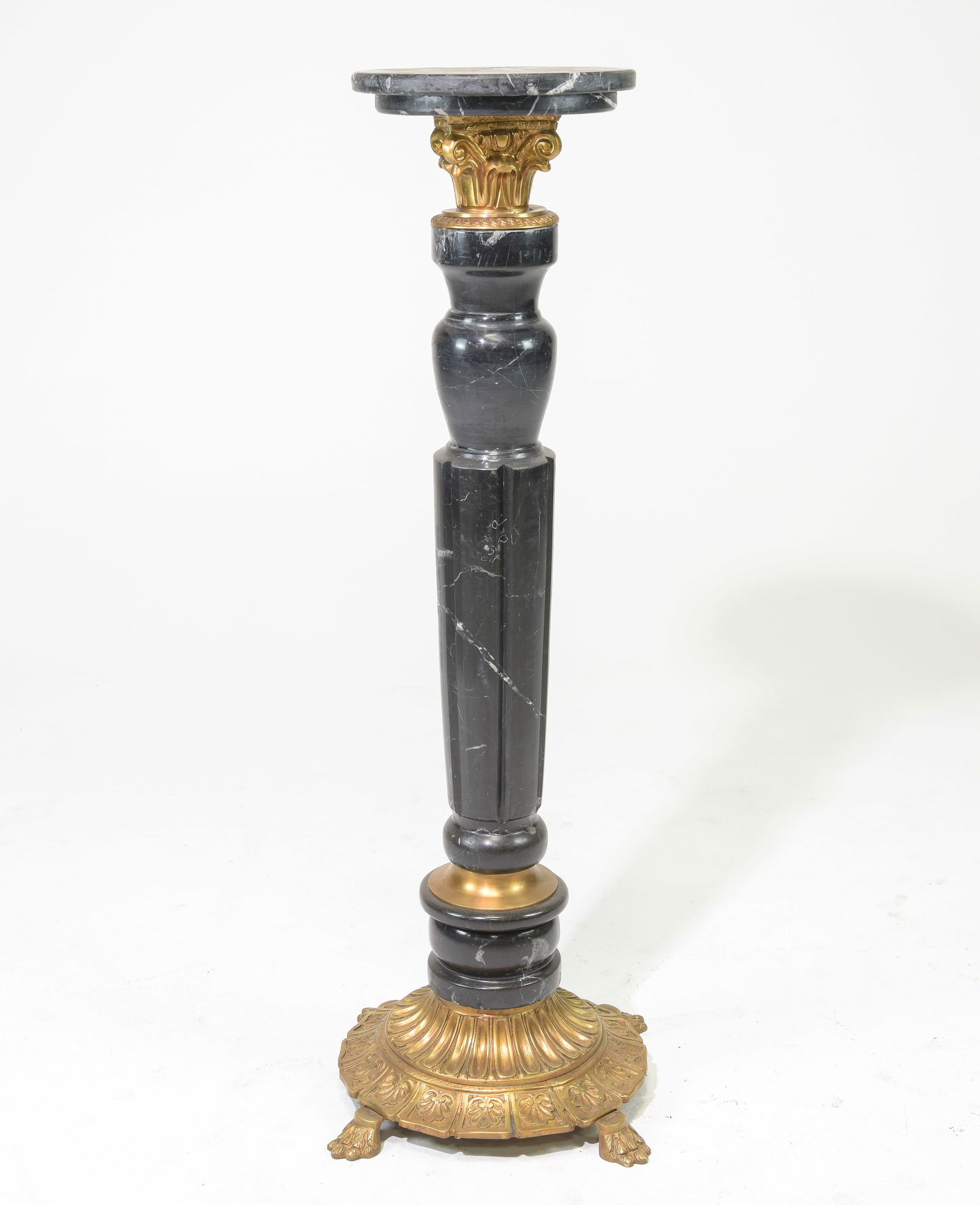 Black Marble & Brass Pedestal / Plant Stand (1 of 4)