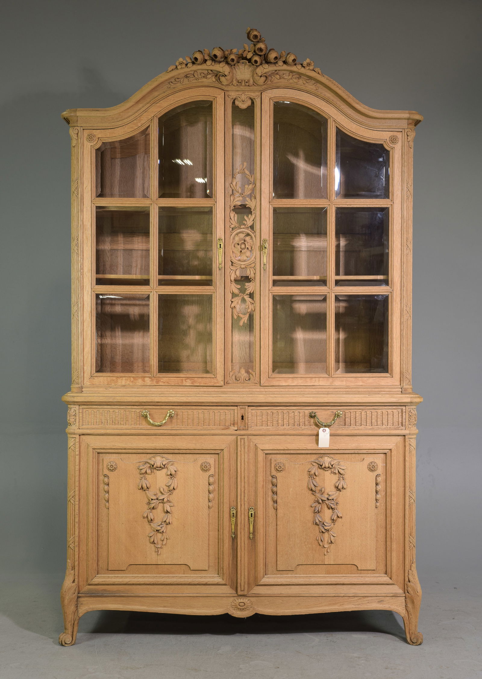 French Bleached Carved Oak Cupboard (1 of 6)