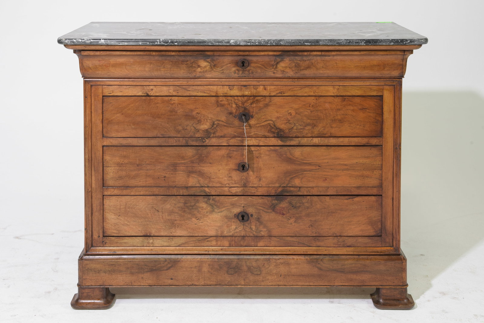 Louis Philippe Style Walnut Marble Top Chest: French Louis Philippe Style Walnut Marble Top Chest - 38 inches tall x 50 x 23