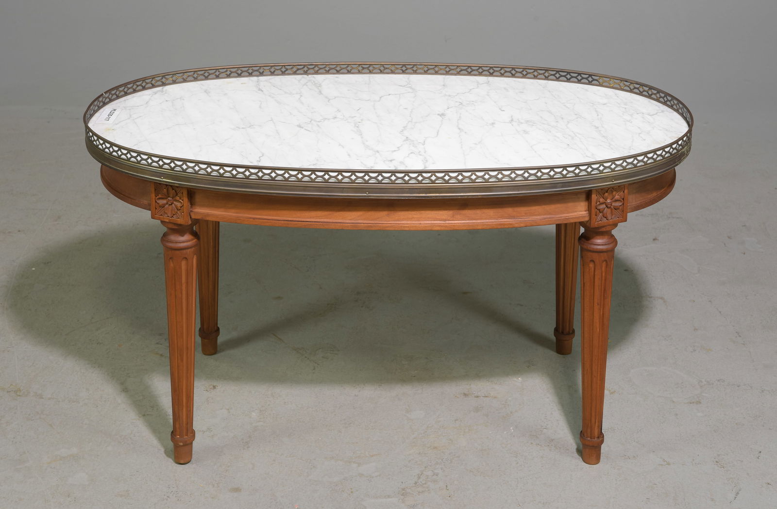 Louis XVI Style White Marble Top Oval Coffee Table (1 of 3)