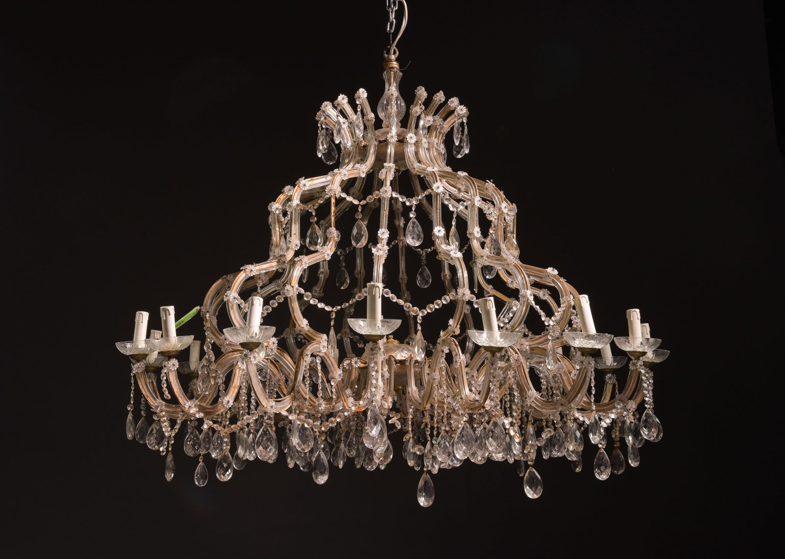 16 Light French Marie Antoinette Style Grand Chandelier: 16 Light French Marie Antoinette Style Grand Chandelier - 42 inches tall x 53 inch diameter