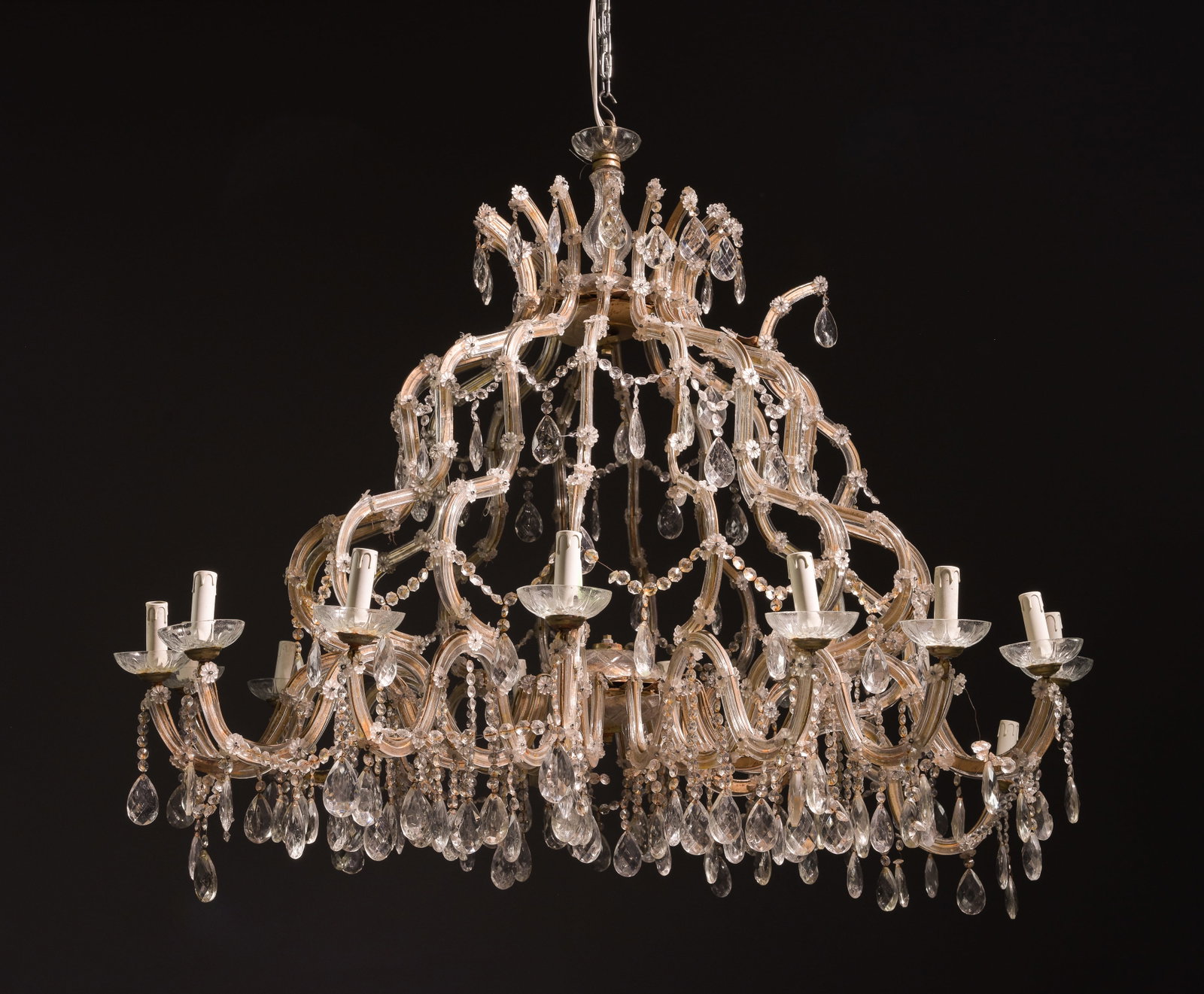 16 Light French Marie Antoinette Style Grand Chandelier: 16 Light French Marie Antoinette Style Grand Chandelier - 43 inches tall x 52 inch diameter