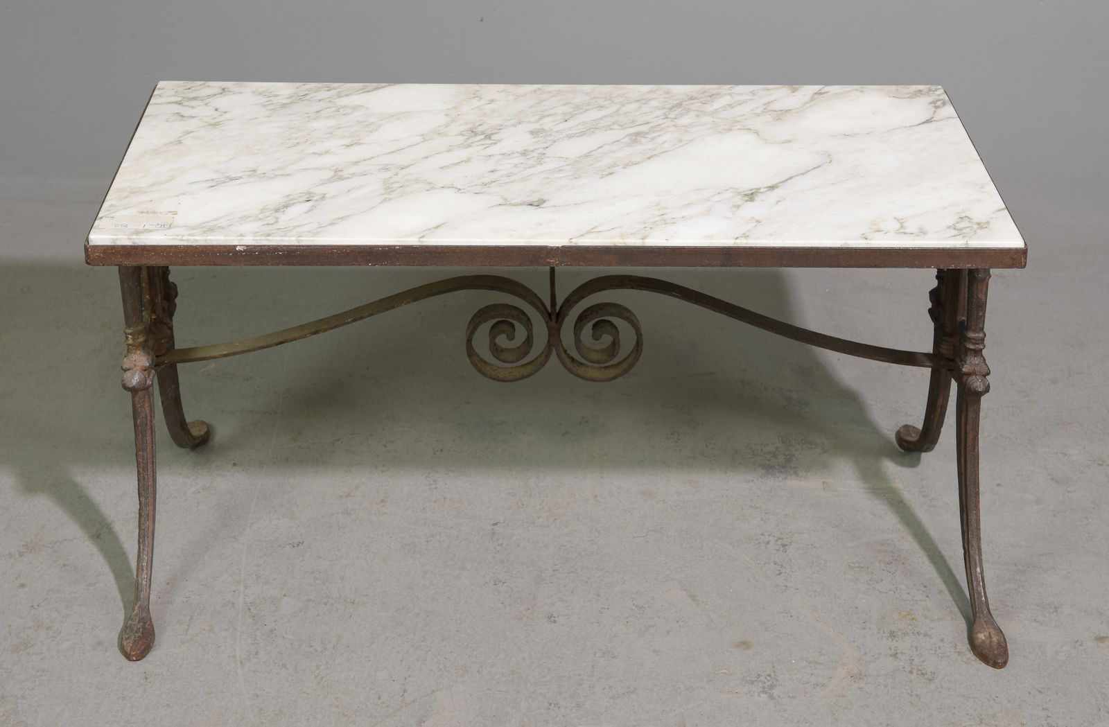 Vintage Iron and White Marble Coffee Table (1 of 3)