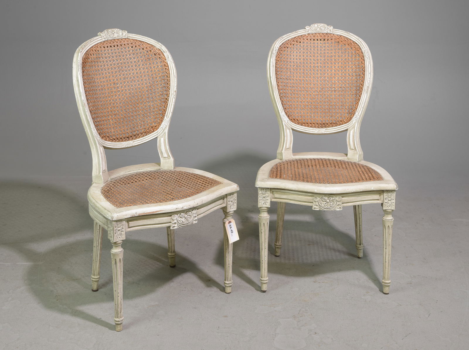 2 Louis XVI Style Painted Cane Seat Chairs (1 of 6)