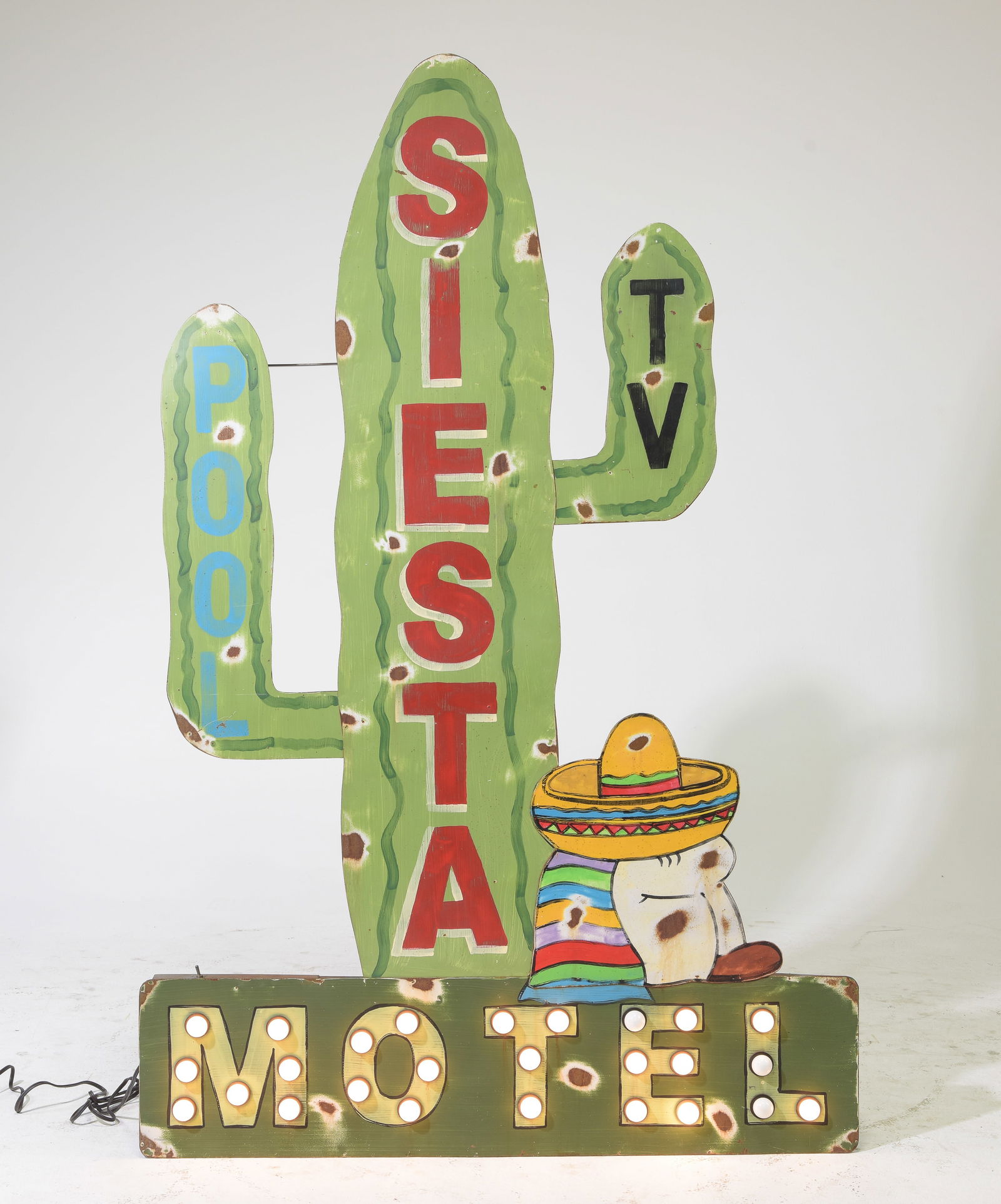 "Siesta Motel" Heavy Cactus Metal Light Up Sign (1 of 5)