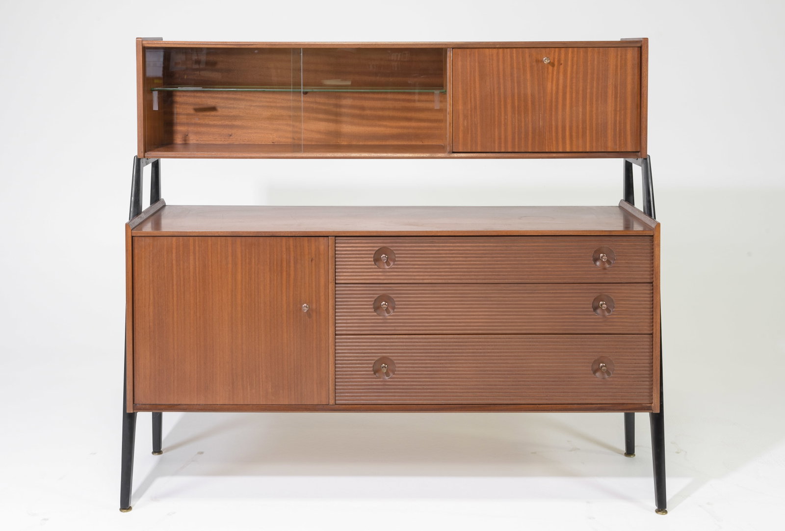 Mid Century Modern Cocktail Cabinet - Nathan: This Danish Modern Style hutch / cocktail cabinet is likely by Nathan Furniture co. - 49 inches tall x 56 x 17