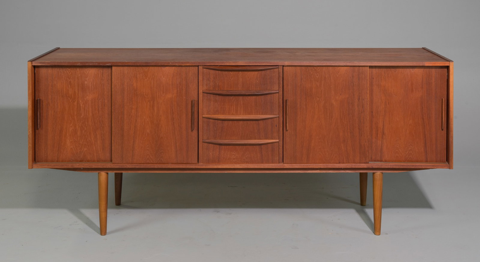 Mid Century Modern Sideboard With Sliding Doors: Danish Modern Sideboard With Sliding Doors - 32 inches tall x 75 x 19