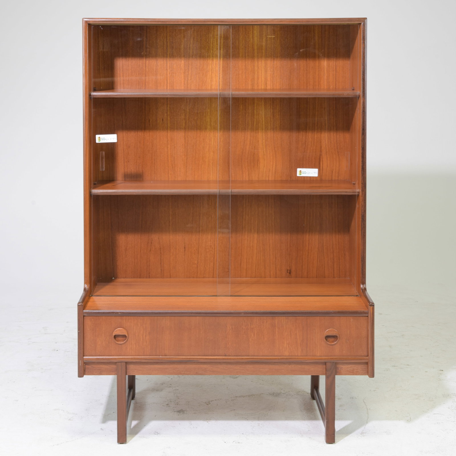 Mid Century Moden Sliding Glass Doors Cabinet: Danish Modern Style Sliding Glass Doors Cabinet - 52.5 inches tall x 36 x 16.5
