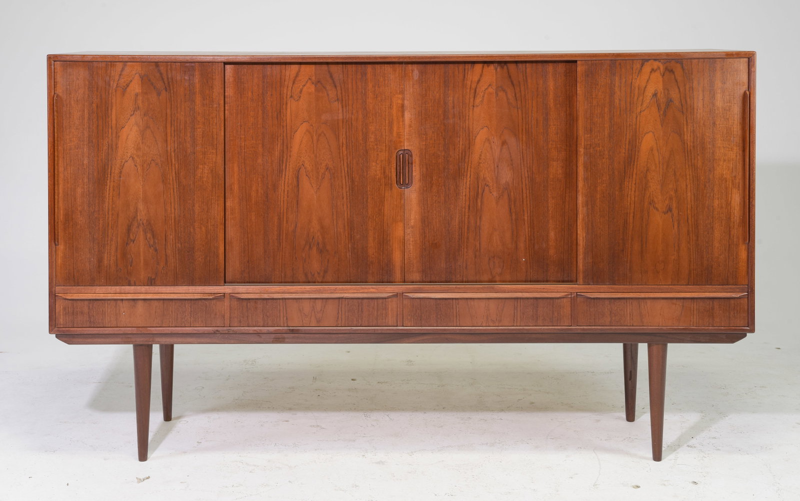 Mid Century Modern Sliding Door Cocktail Sideboard: Danish Modern Style Tall Sliding Door Cocktail Sideboard - 46.5 in tall x 78.75 x 18