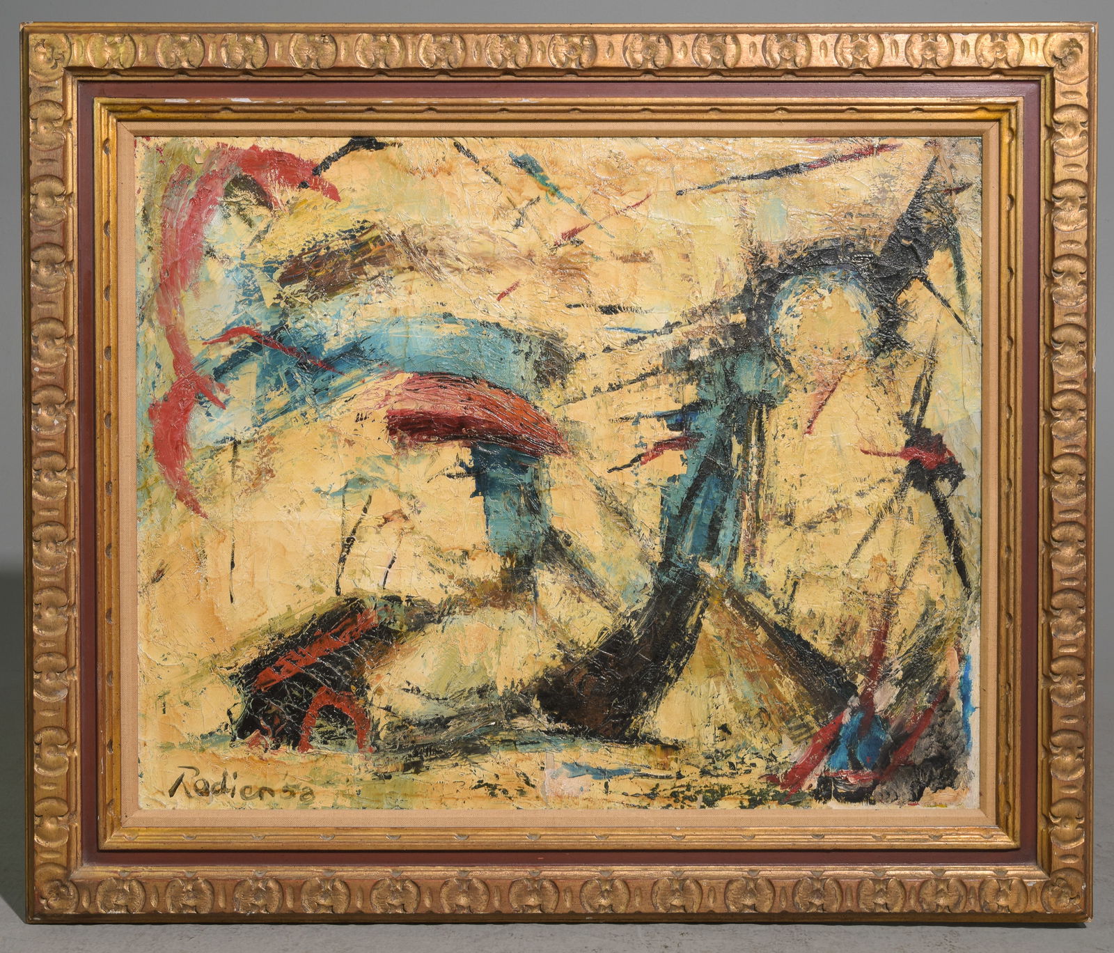 Gold Gilt Framed Abstract Acrylic on Canvas '58 (1 of 4)