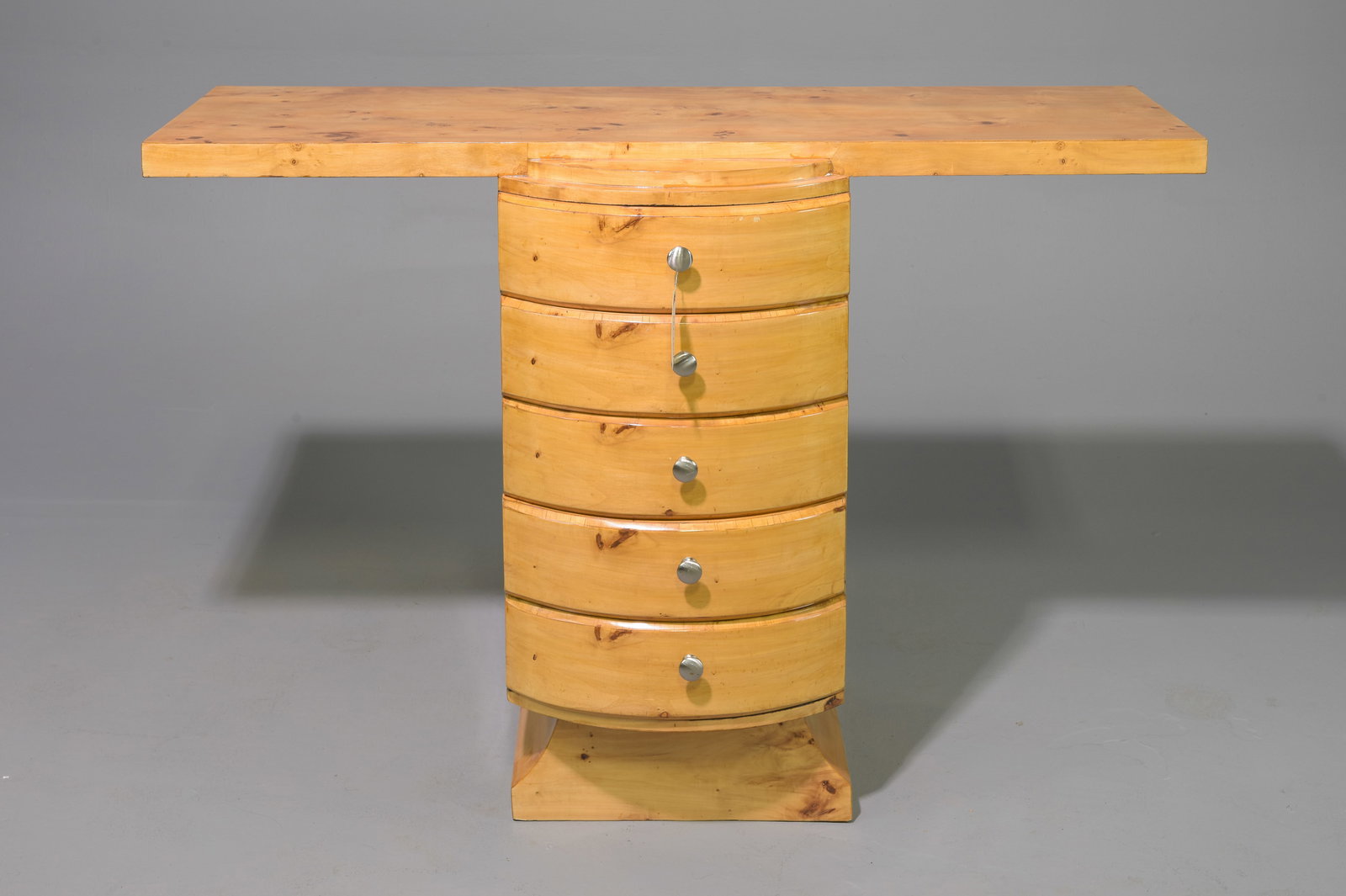 Art Deco Style Burled Five Drawer Hall Table (1 of 4)