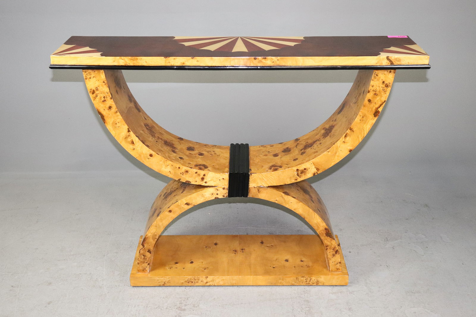 Art Deco Style Burled Hall Table with Pattern Top (1 of 5)