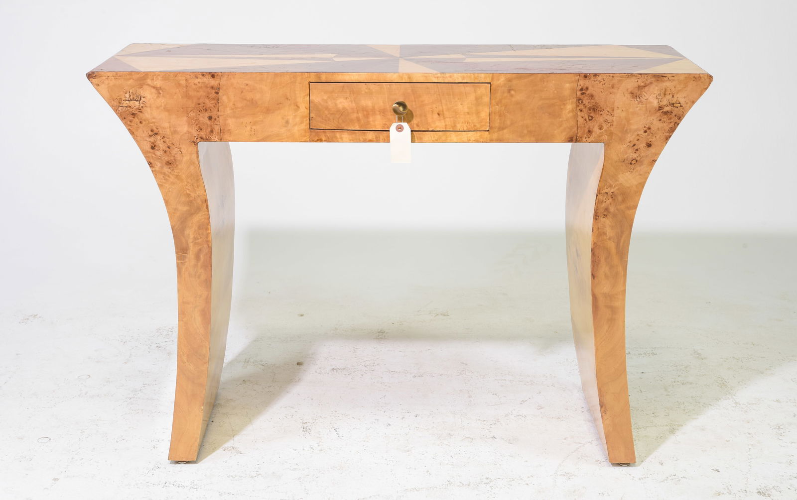 Art Deco Style Burled Single Drawer Hall Table (1 of 5)