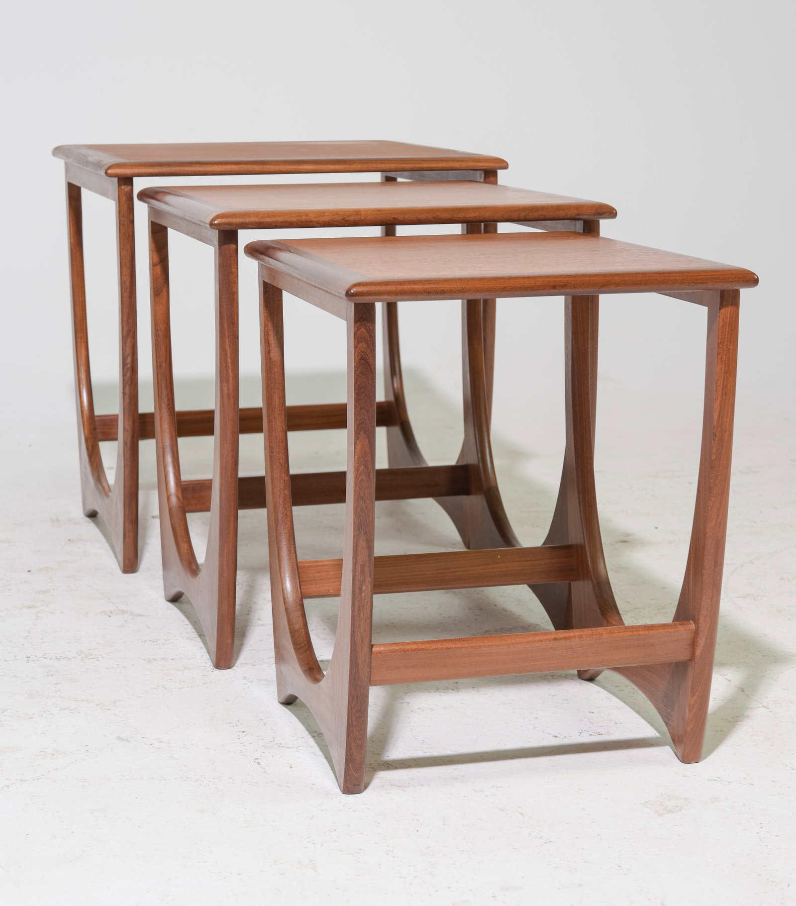 Mid Century Modern Quadrille Nest of 3 Tables #2: This Danish Modern Style Nest is British and made by Mid Century Modern Furniture Maker G Plan ( Gplan ) it stacks to make a bookcase as well. Measurement for largest table is 19 in tall x 21 wide x 1