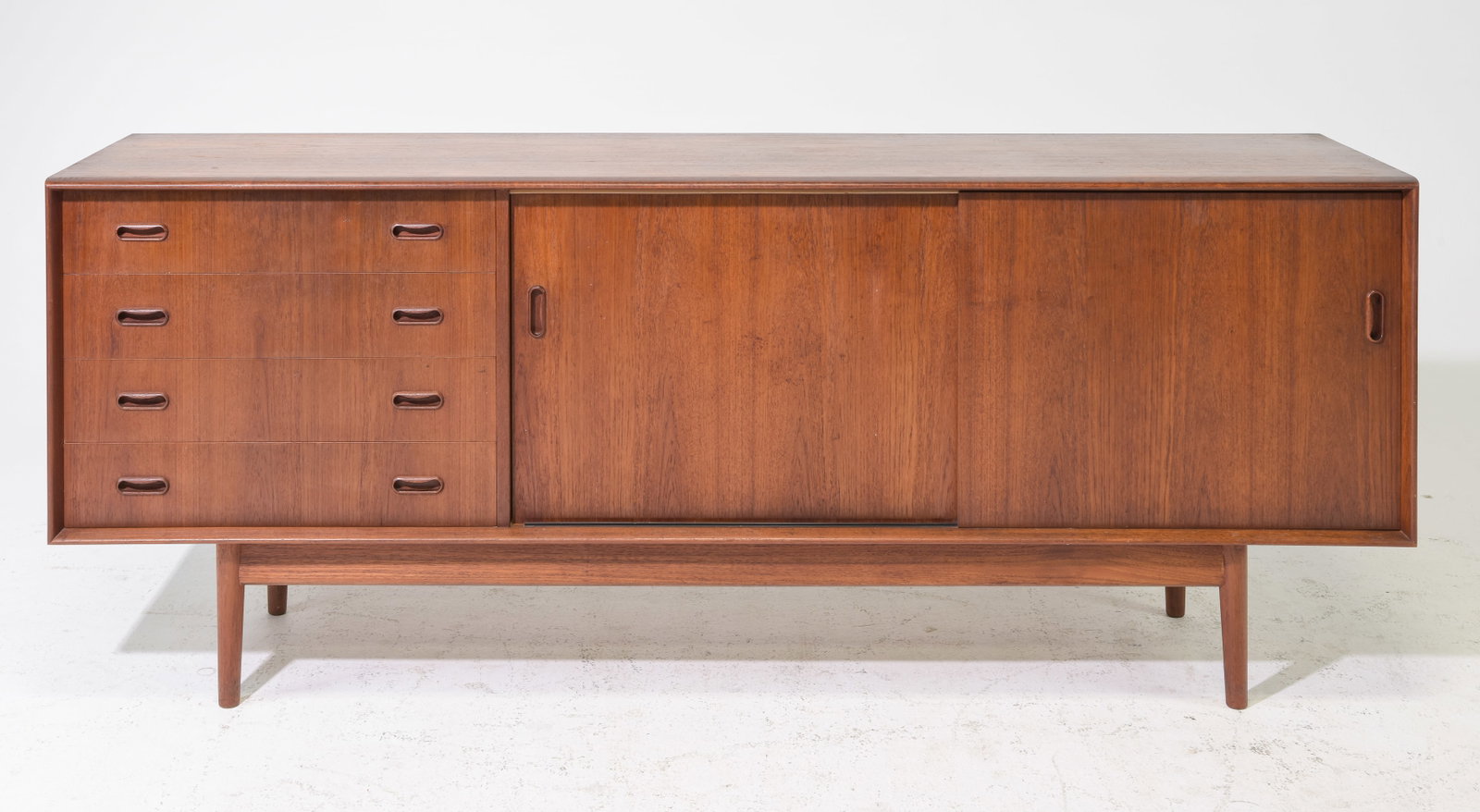 Mid Century Modern Teak Sideboard by Dalescraft: Danish Modern Style Teak Sideboard by Dalescraft - 31 in tall x 78 x 18
