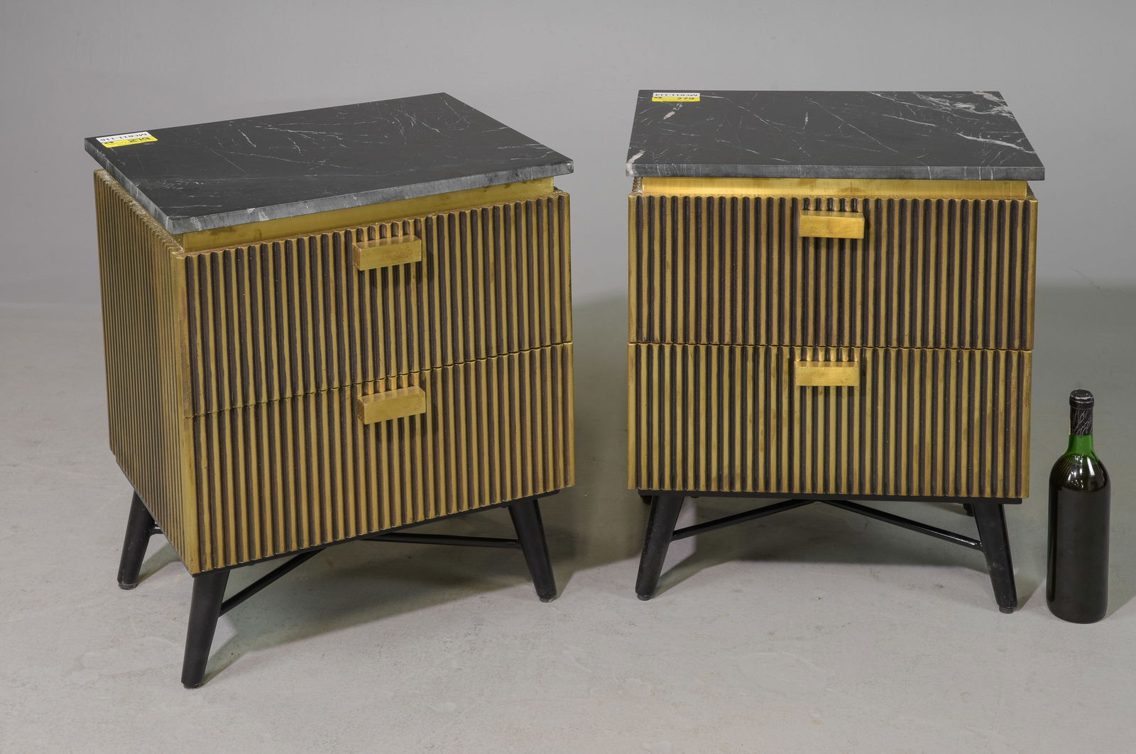 Pair of Marble Top Brass Finished Occasional Chests (1 of 4)
