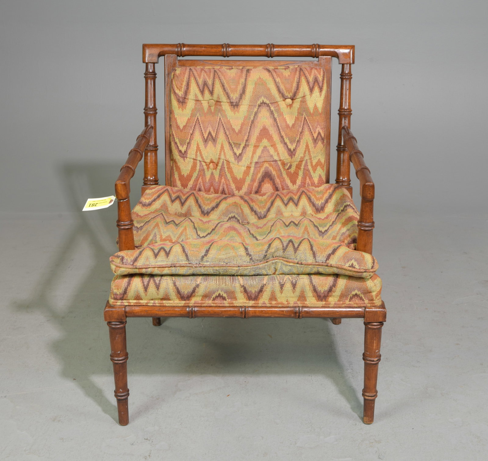 Faux Bamboo Bassett Arm Chair: Faux Bamboo Bassett Arm Chair - 33 in tall x 22 x 25, Seat height is 18 inches