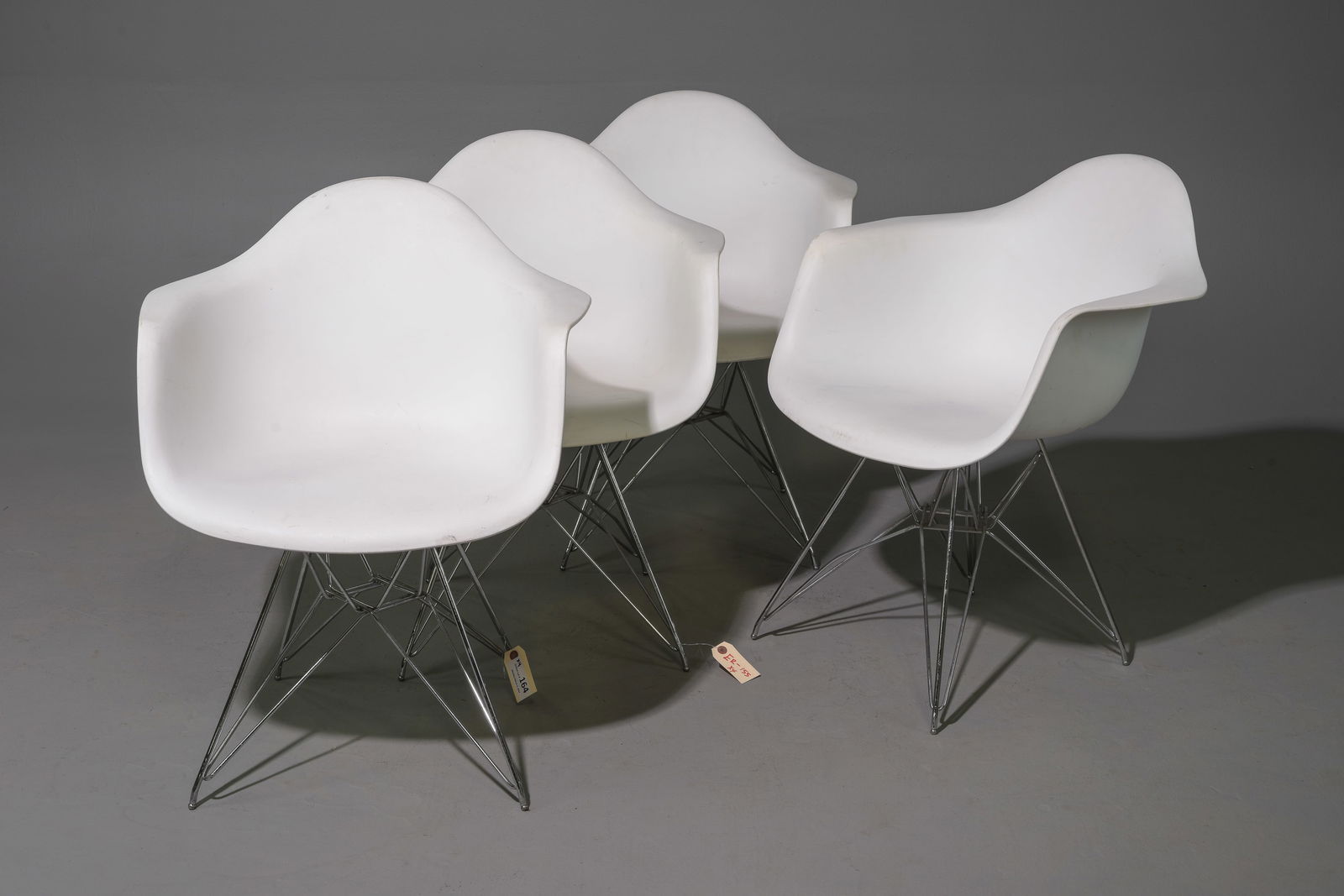 Set of 4 Eames Style White Arm Chairs (1 of 5)