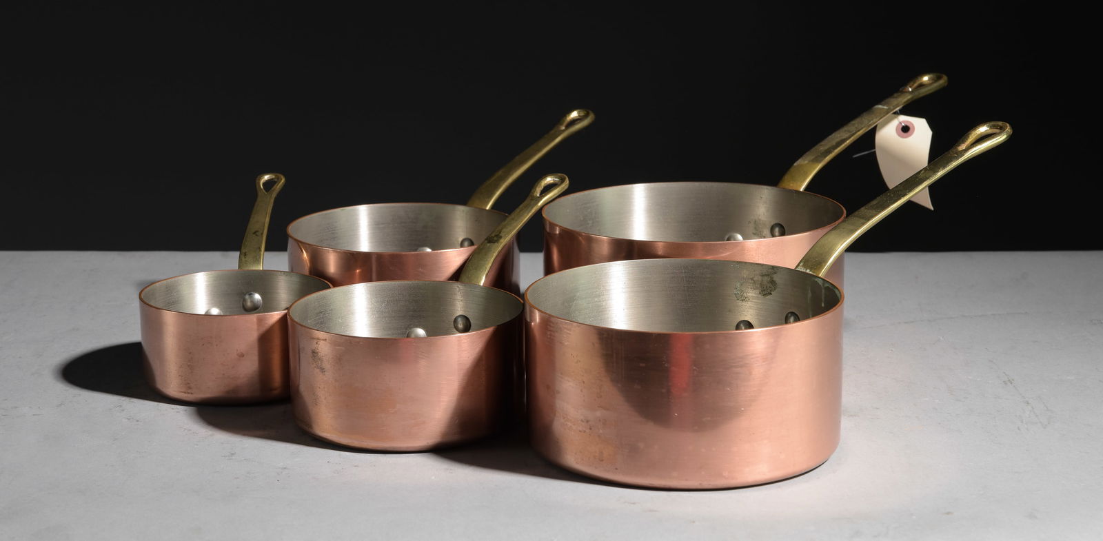 Set of 5 French Polished Copper Sauce Pans #1 (1 of 4)