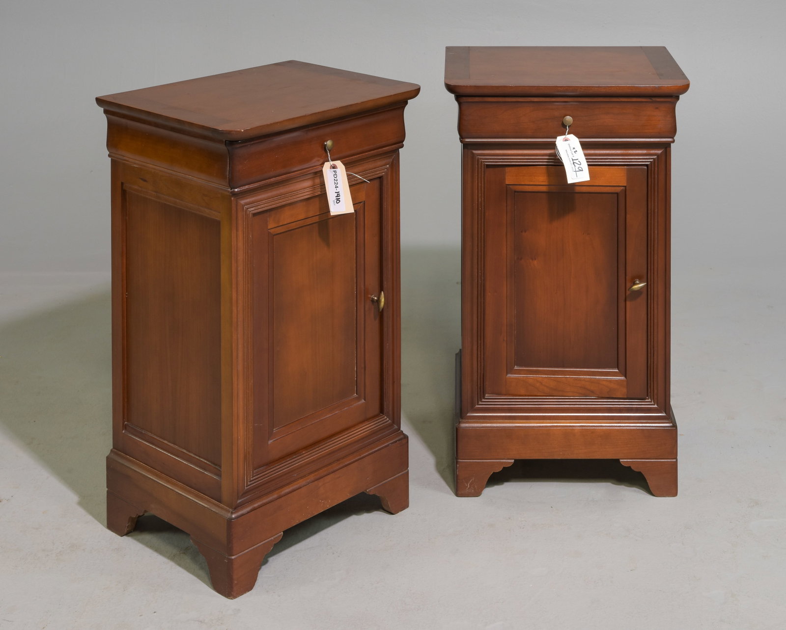 Pair Of Louis Philippe Style Nightstands / Cupboards: Pair Of Louis Philippe Style Nightstands / Cupboards - 28.5 inches tall x 16.5 x 13.5