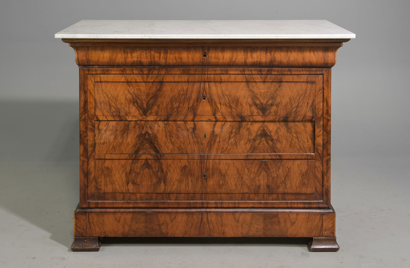 Louis Philippe Style White Marble Top 4 Drawers Chest (1 of 8)