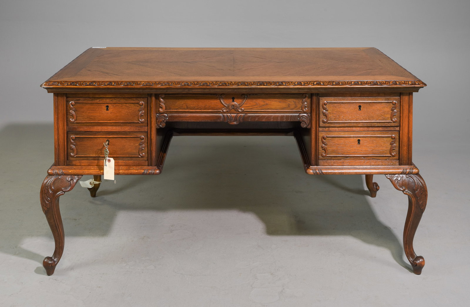 Danish Oak Desk with Bookshelf Front (1 of 5)