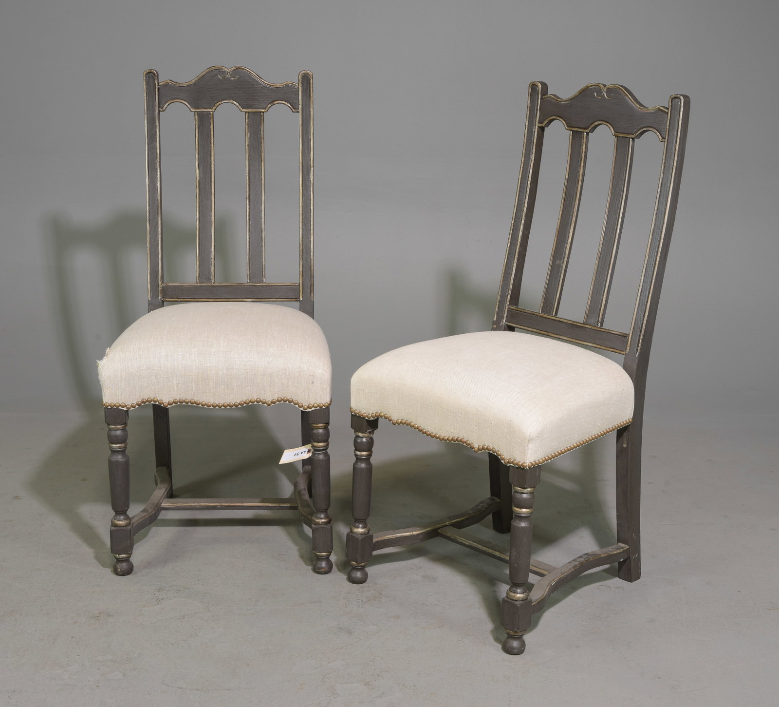Pair of Painted French Dining Chairs: Pair of Painted French Dining Chairs - 41 in tall x 19.5 x 18.5, Seat height is 20 inches