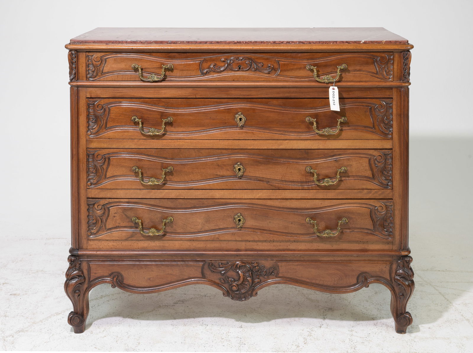 Louis XV Style 4 Drawer Marble Top Chest (1 of 8)
