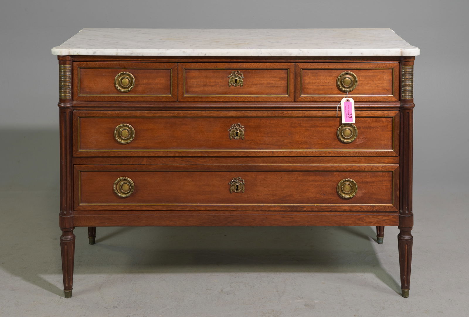 Louis XVI Style White Marble Top Chest (1 of 5)