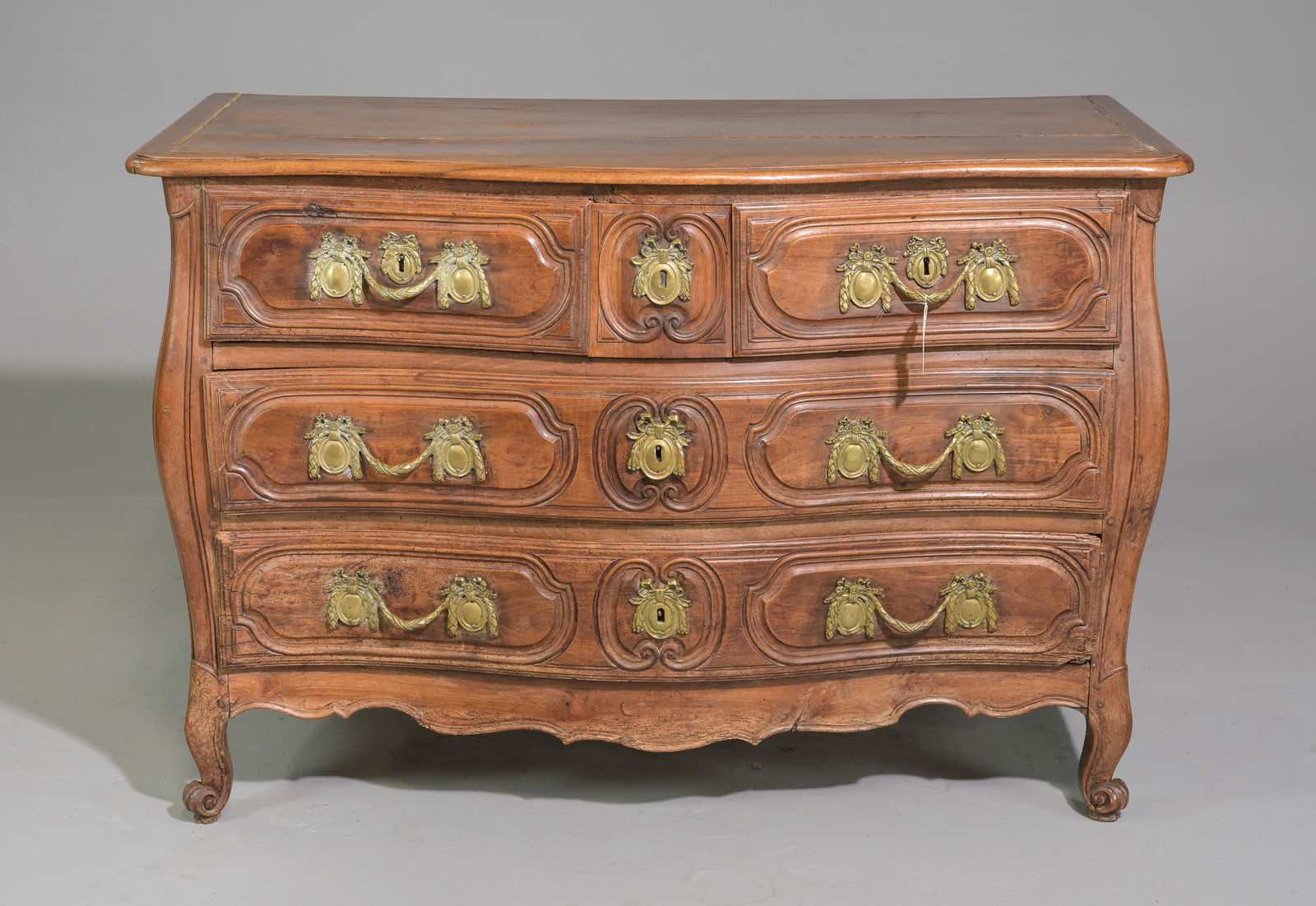 Louis XV Style Bombe Four Drawer Oak Chest c.1800's (1 of 7)