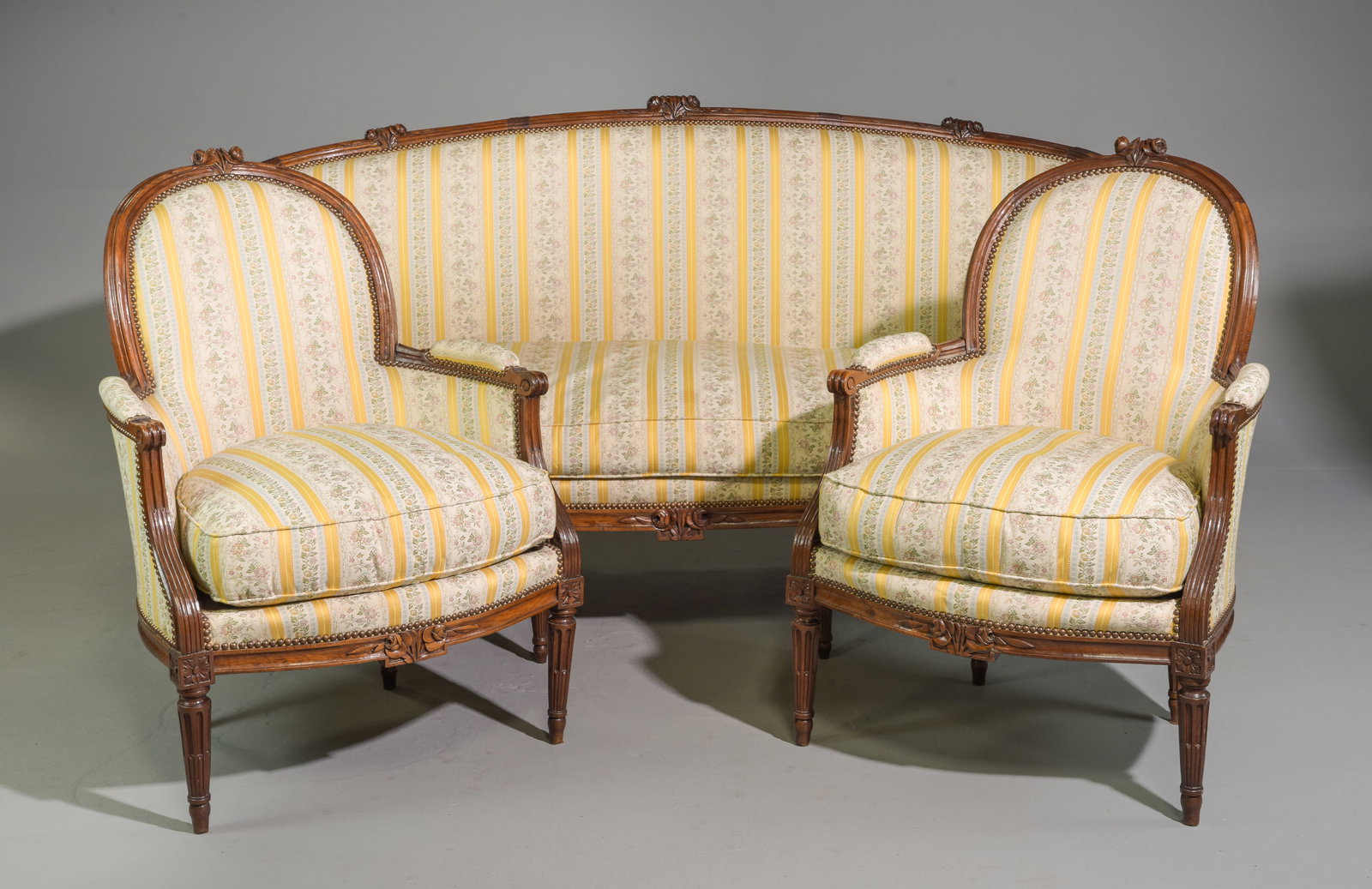 Louis XVI Style Mahogany Sofa Set - Sofa & 2 Chairs (1 of 8)