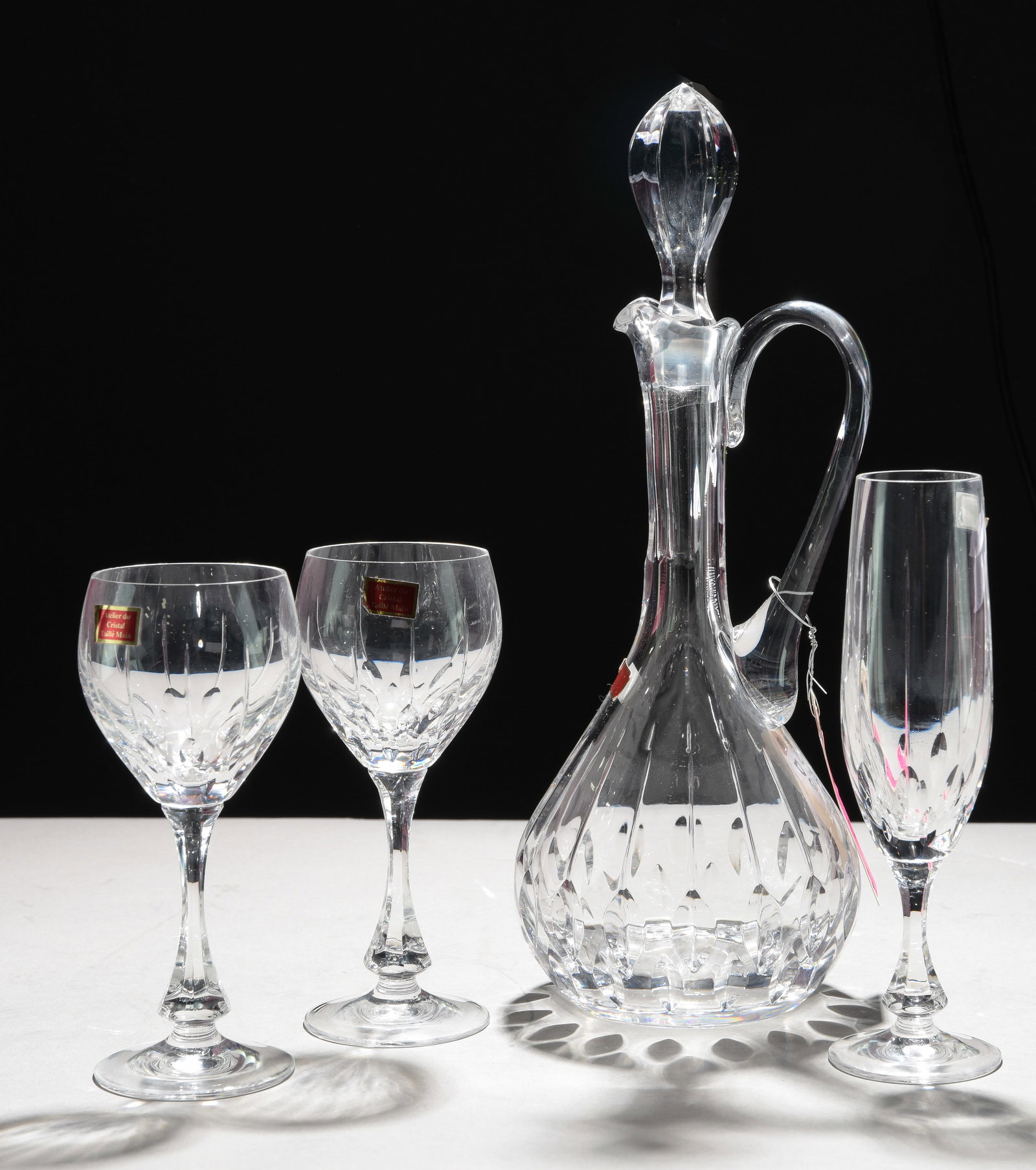 25pc French Taille Main Crystal Decanter & Stems (1 of 8)