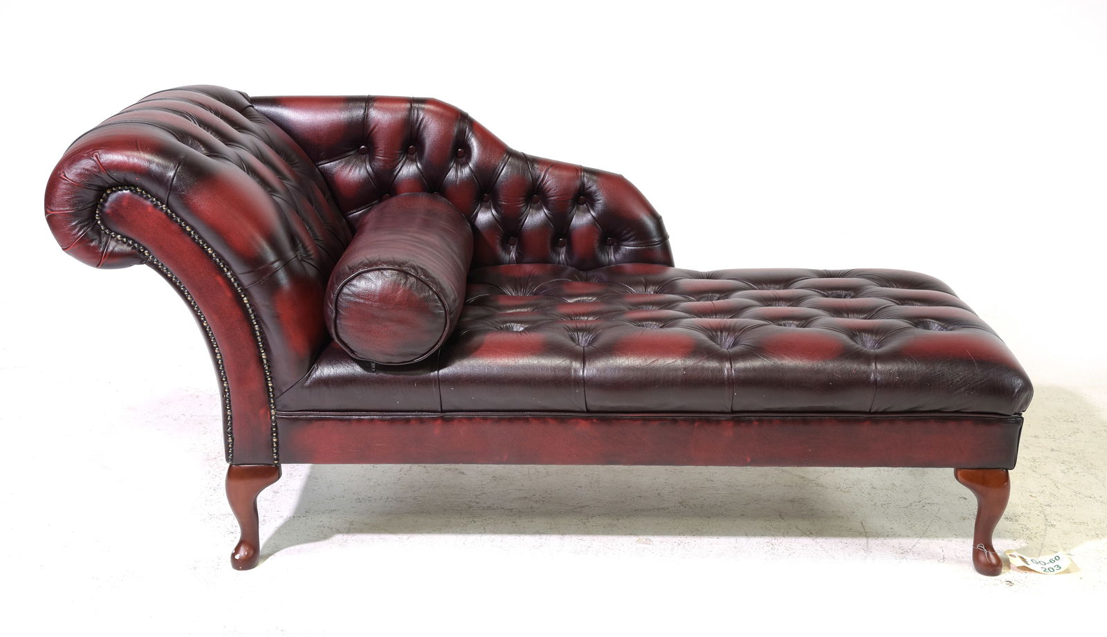 British Red Leather Chesterfield Chaise Lounge (1 of 5)