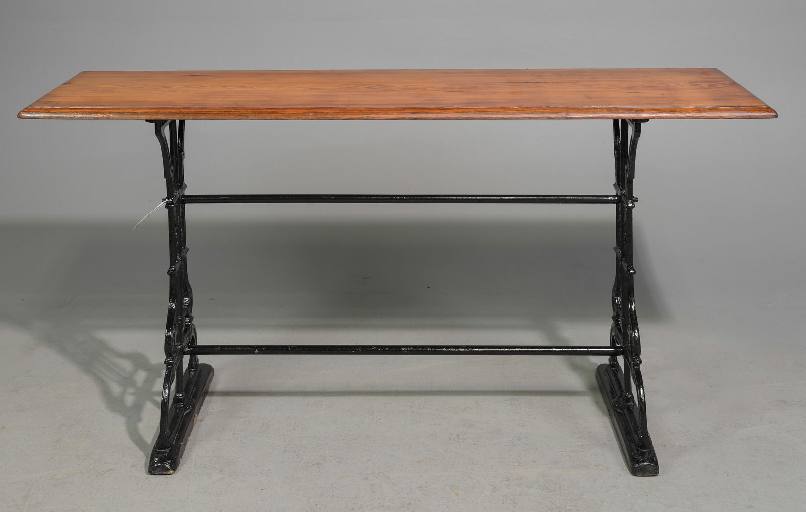 British Iron Base Pine Narrow Pub Table (1 of 3)