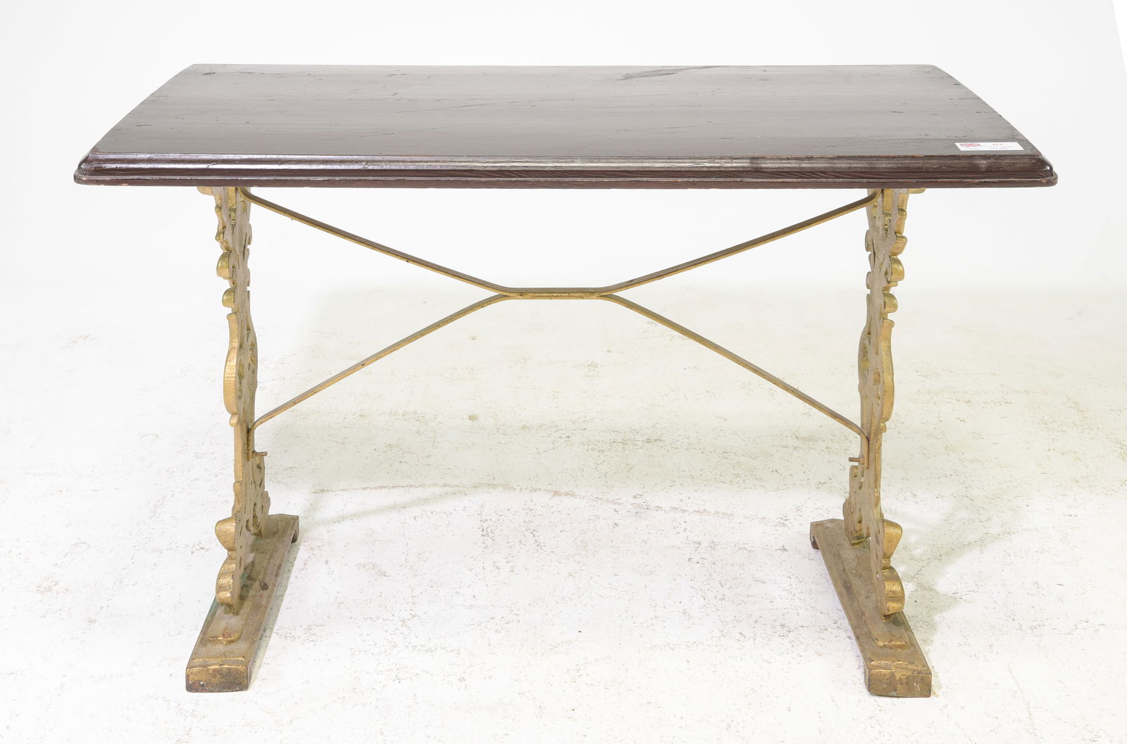 British Gold Painted Iron Base Rectangular Pub Table (1 of 3)