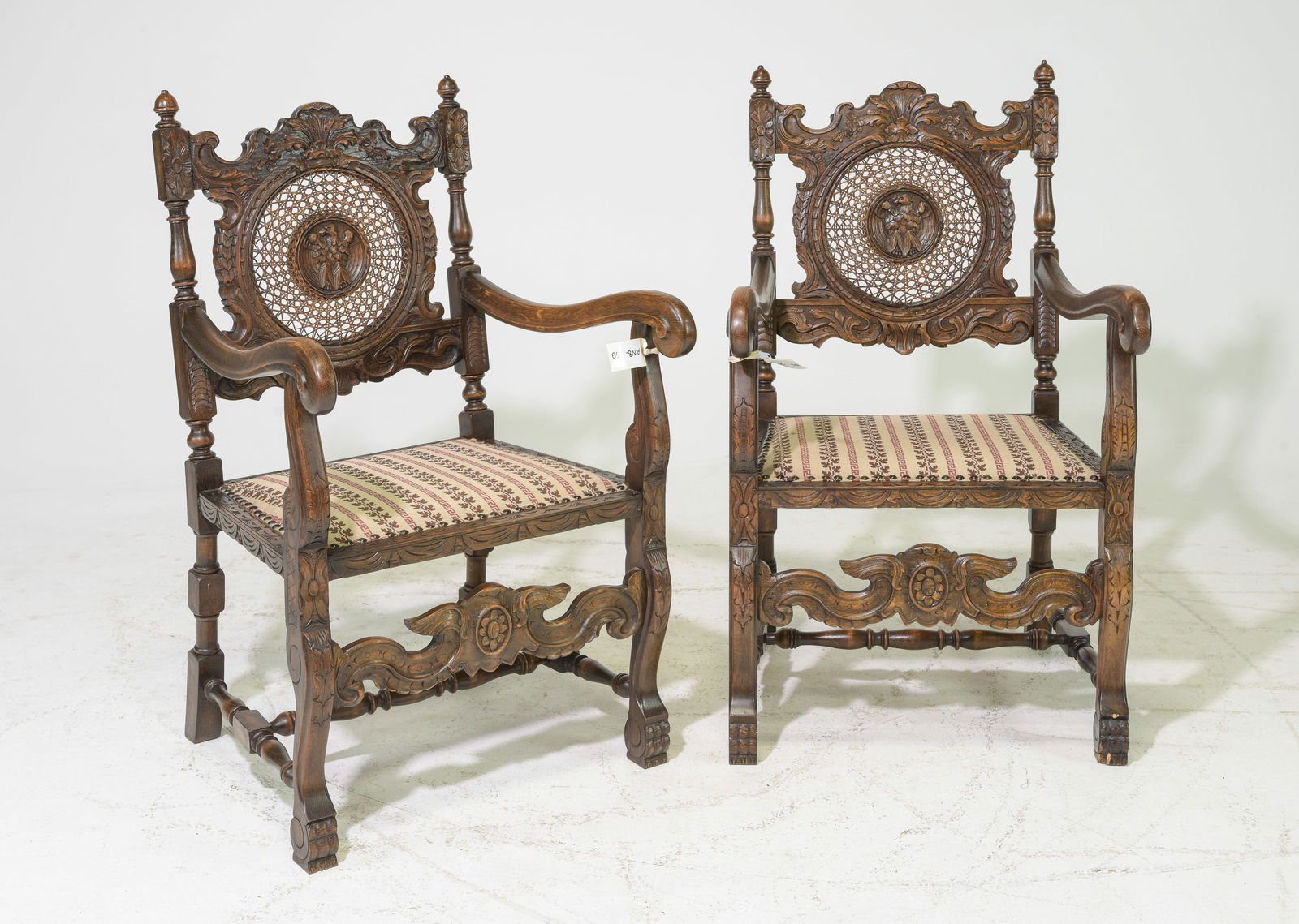 2 Danish Oak Renaissance Style Arm Chairs (1 of 6)