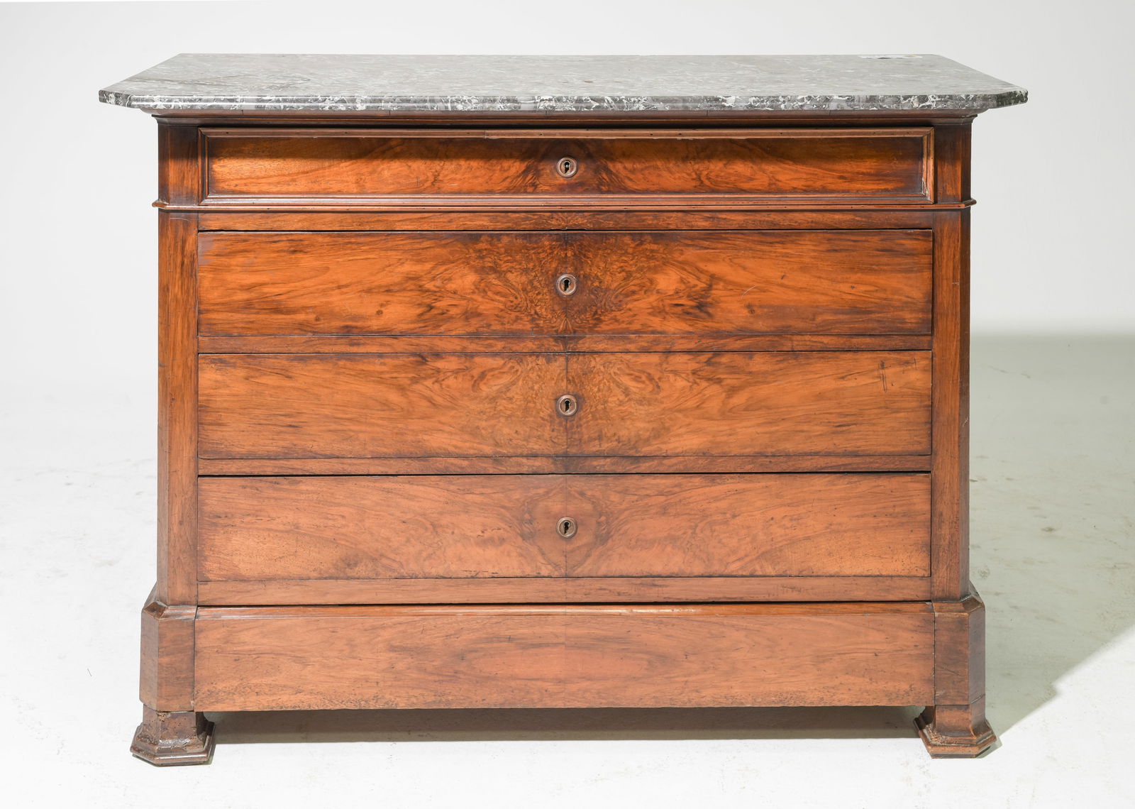 Louis Philippe Style Marble Top Walnut Chest (1 of 6)