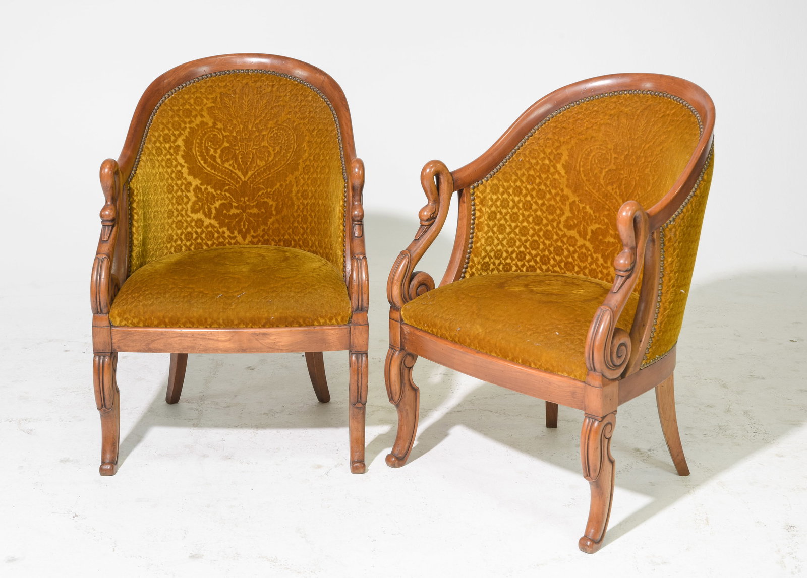 2 French Empire Style Walnut "Swan" Chairs (1 of 4)
