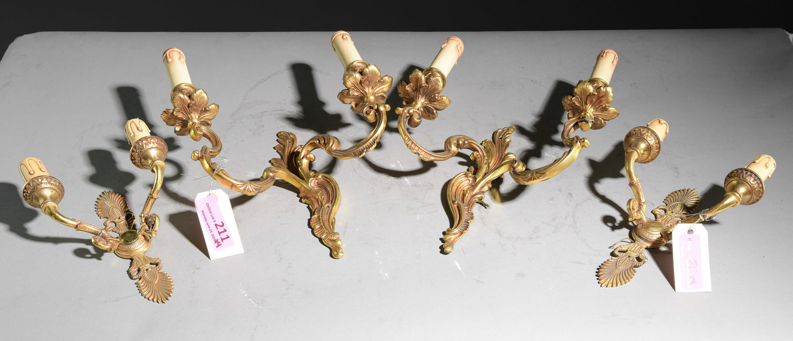 2 Pairs of French Gold Gilt Metal Sconces #2 (1 of 3)