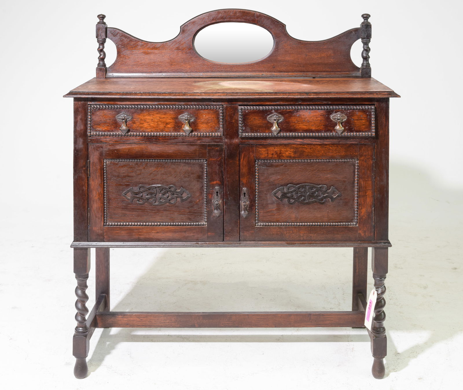Jacobean Oak Barley Twist Buffet with Backsplash (1 of 3)