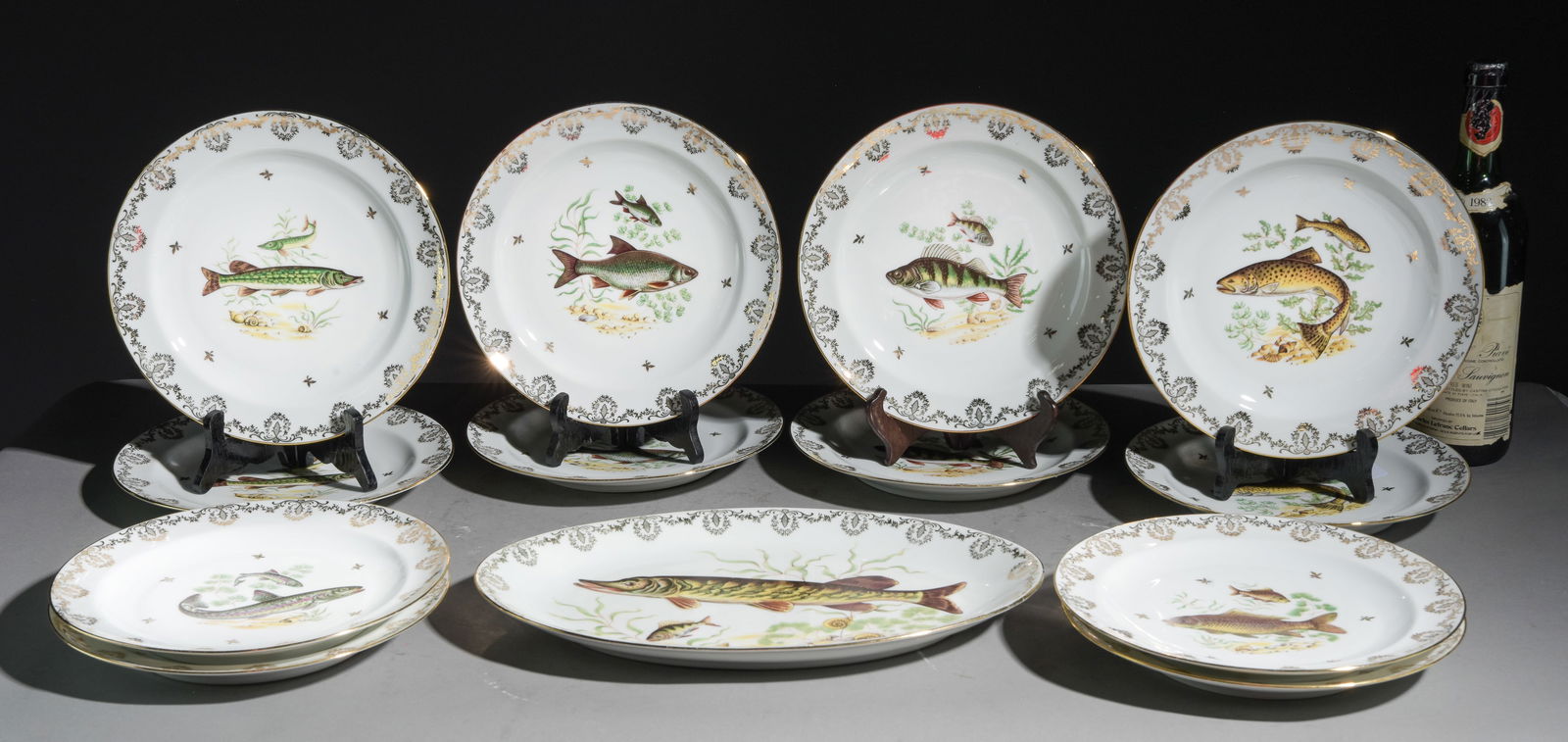 13pc French Limoges Fish Plate Set (1 of 6)