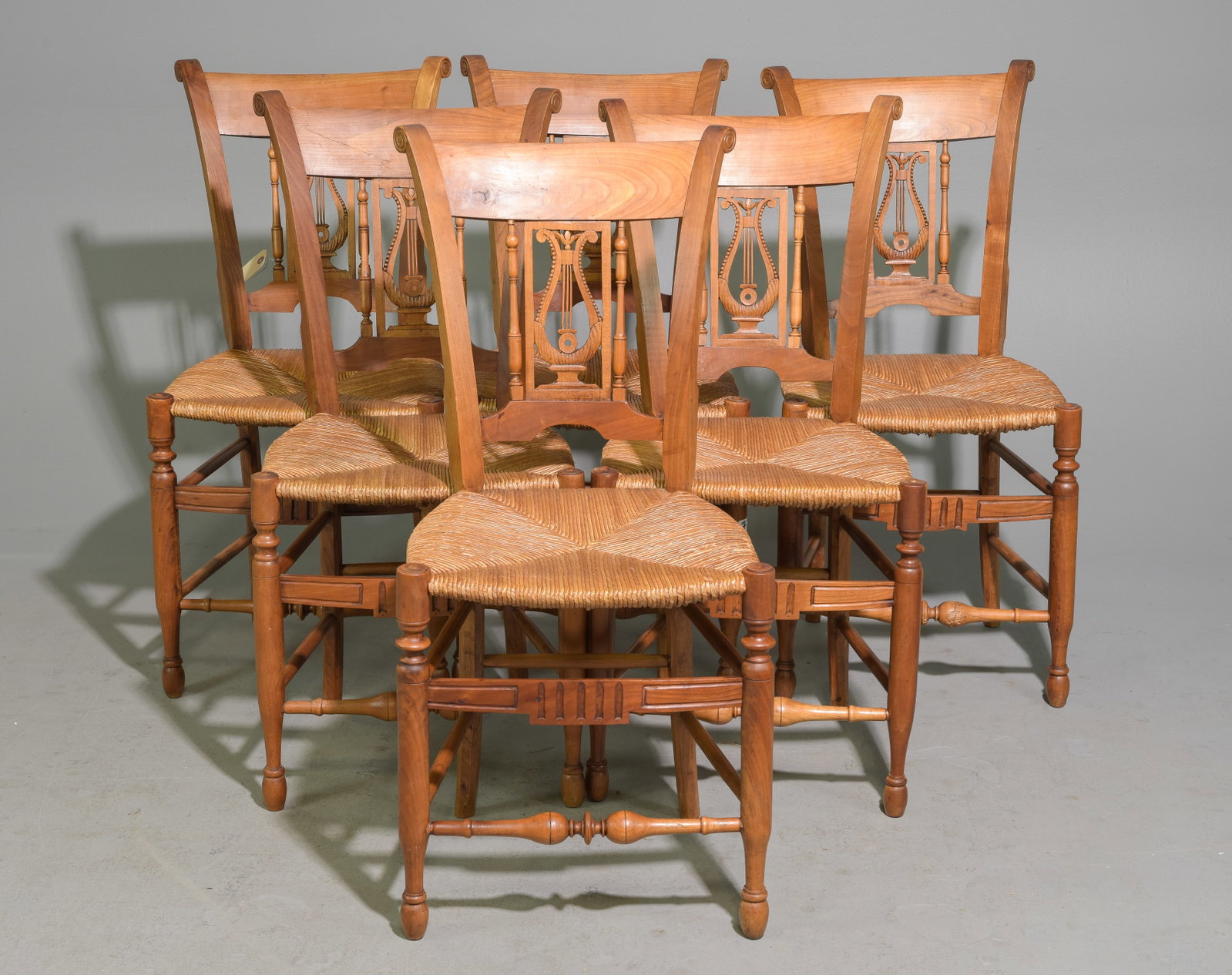 Set of 6 French Provincial Rush Seat Dining Chairs: Set of 6 French Provincial Rush Seat Dining Chairs - 35 in tall x 16.5 x 19, Seat height is 17 inches