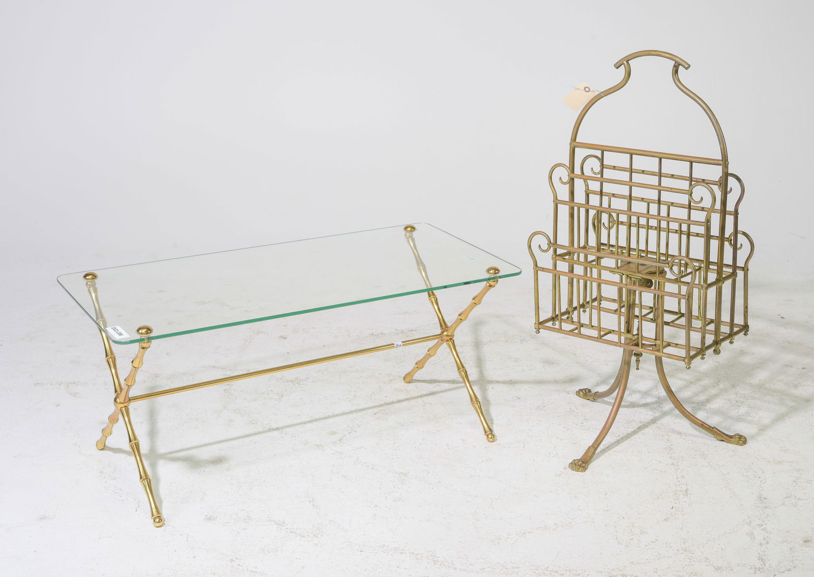 French Faux Bamboo Coffee Table & Newspaper Rack (1 of 3)