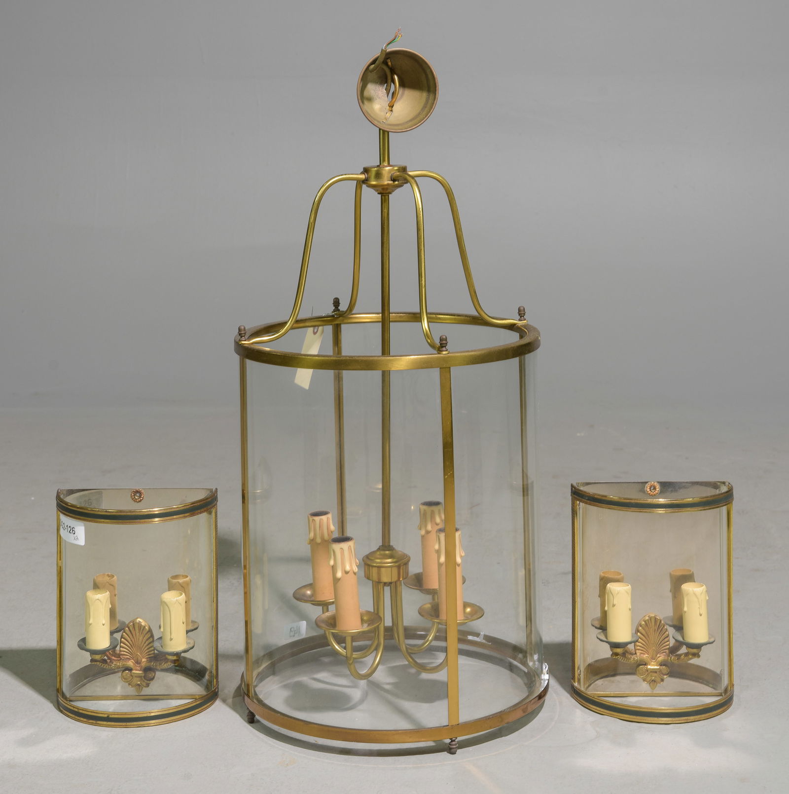 French Brass & Glass Chandelier & 2 Sconces (1 of 4)
