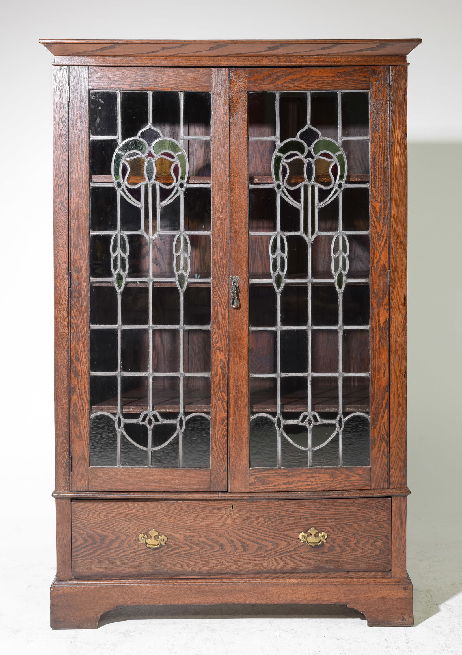 British Oak Leaded Glass Bookcase (1 of 11)